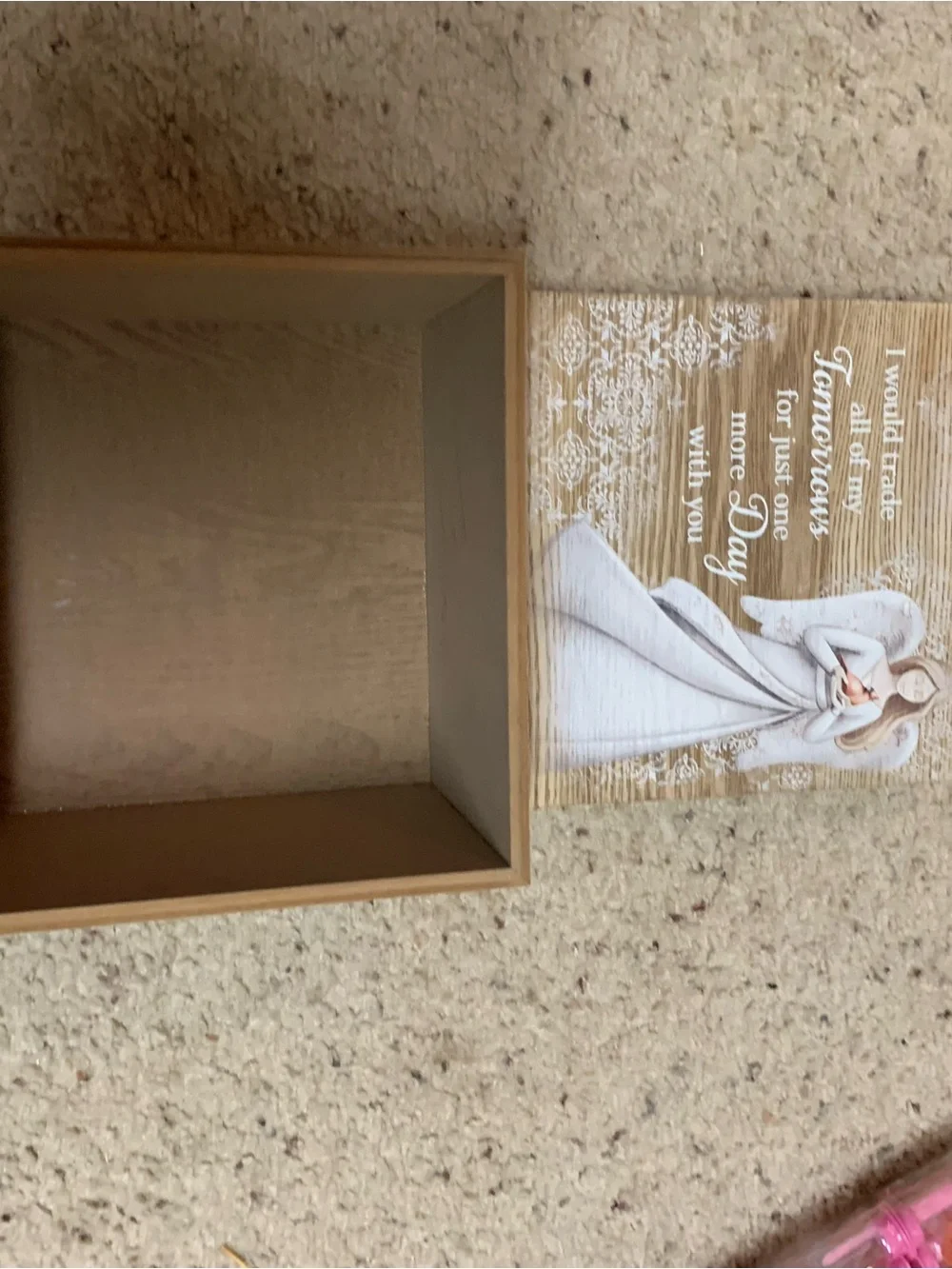 Angel Memory box with Sentiment - White and Brown